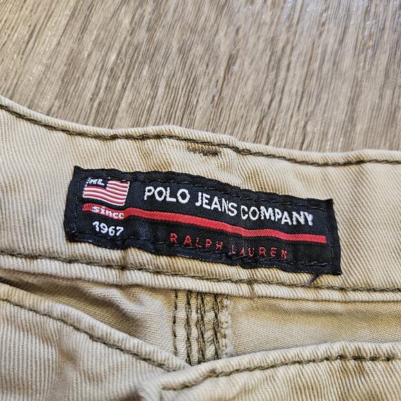 Vtg Polo Ralph Lauren Carpenter Shorts Mens 38 Beige Military Paratrooper Cargo - Picture 7 of 11